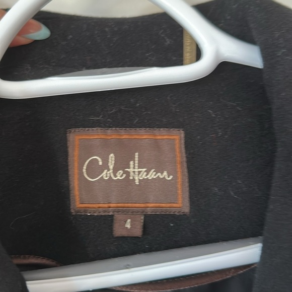 COLE HAAN | Black Trench Coat with Notched Lapel - Picture 9 of 16